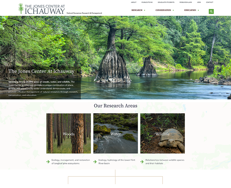 Jones Center at Ichauway website by Tallahasseewebdesign