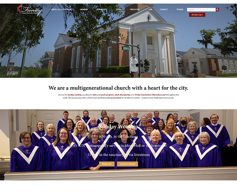 Trinity United Methodist Church website by tallahassee web design